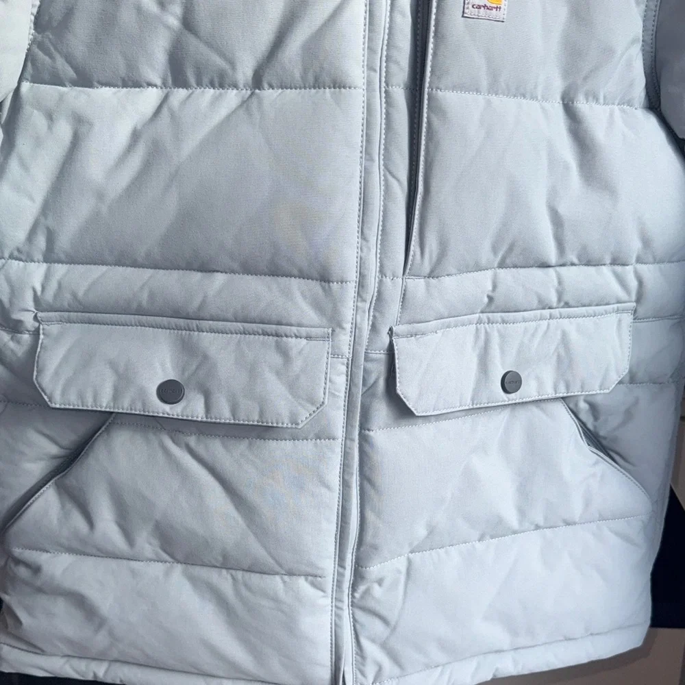 Carhartt Women's Montana Relaxed Fit Insulated Jacket Light Blue/Gray Puffer - Picture 9 of 11